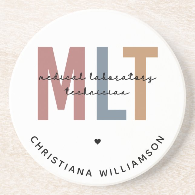 Personalised MLT Medical Laboratory Technician Coaster (Front)
