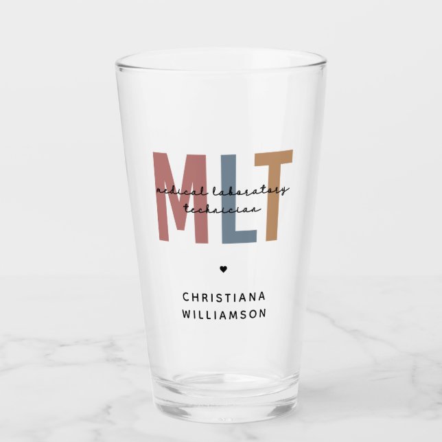 Personalised MLT Medical Laboratory Technician Glass (Front)