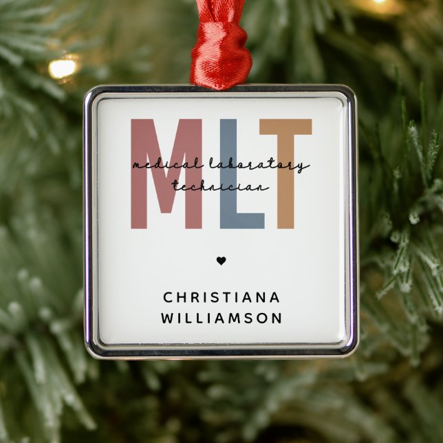 Personalised MLT Medical Laboratory Technician Metal Ornament (Tree)