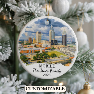 Personalised Mobile Ornament, Custom Alabama Ceramic Ornament