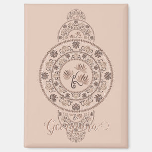 Personalised Mocha Rococo Lotus Ornamental Mandala Magnet