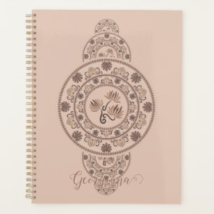Personalised Mocha Rococo Lotus Ornamental Mandala Planner