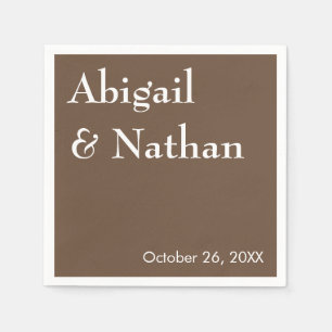 Personalised Mocha Wedding Elegant Minimalist Napkin