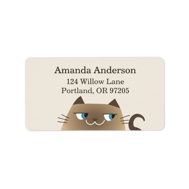 Personalised Mochi Cat Siamese Cute Return Address Label (Front)
