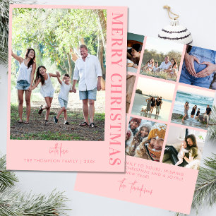 Personalised Modern 10 Family Photos Minimalist  H Holiday Card