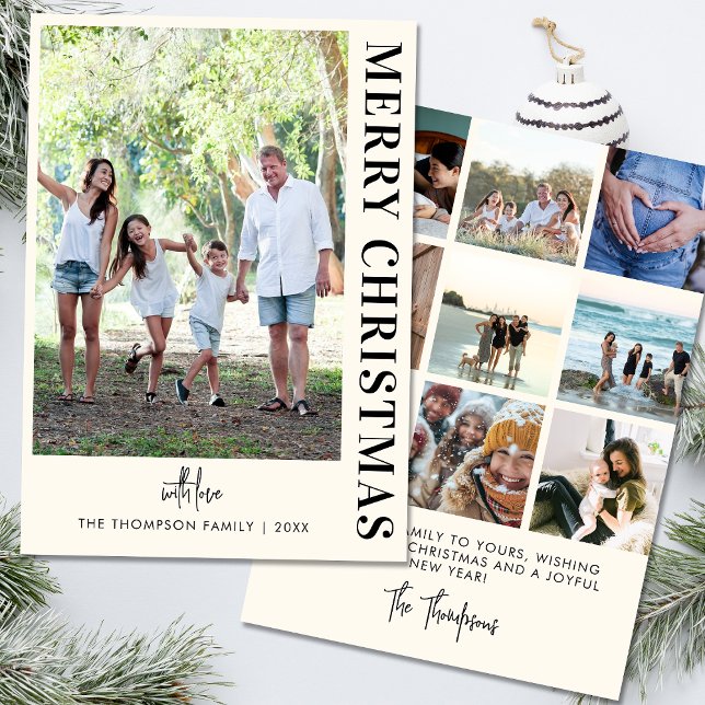 Personalised Modern 10 Family Photos Minimalist  Holiday Card (Creator Uploaded)
