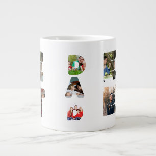 Personalised modern 11 photo Best dad ever Fathers Large Coffee Mug