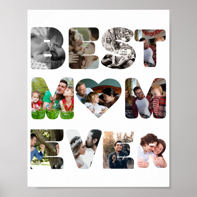 Personalised modern 11 photo Best mum ever Poster (Front)