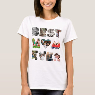 Personalised modern 11 photo Best mum ever T-Shirt