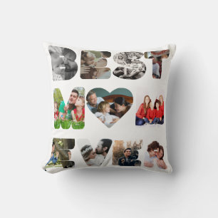 Personalised modern 11 photo Best mum Throw Pillow