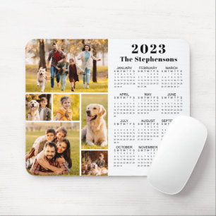Personalised Modern 2023 Calendar 6 Photo Collage Mouse Pad