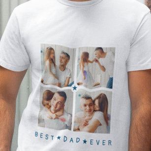 Personalised Modern 4-Photo 'Best Dad Ever' T-Shirt