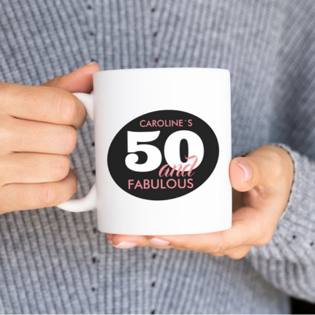 Personalised Modern 50 And Fabulous Mug (Creator Uploaded)