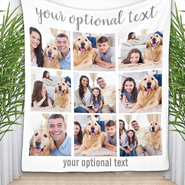 Personalised Modern 9 Photo Collage Fleece Blanket (Creator Uploaded)