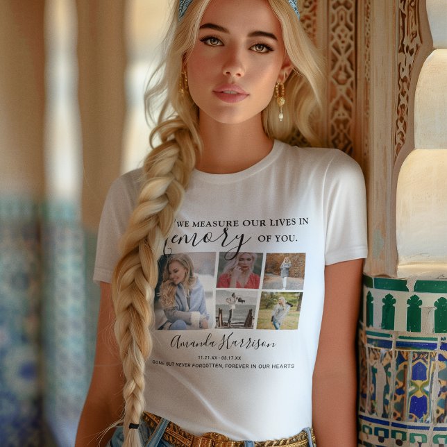 Personalised Modern | 9 Photo | Memorial  T-Shirt (Creator Uploaded)