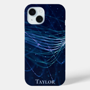 Personalised Modern Abstract Blue iPhone 15 Case