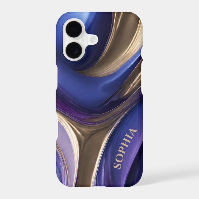 Personalised Modern Abstract-Blue, Purple and Gold iPhone Case (Back)