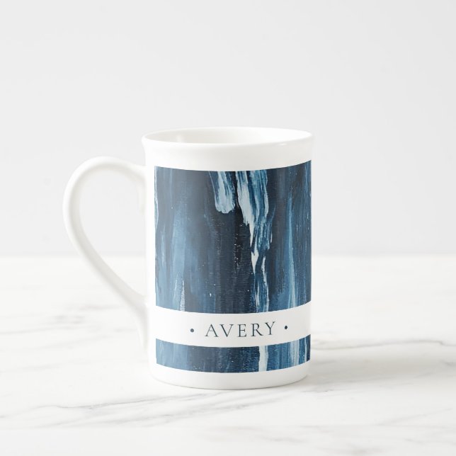 Personalised Modern Abstract Paint Bone China Mug (Left)