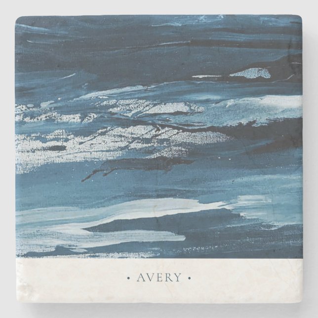 Personalised Modern Abstract Paint Stone Coaster (Front)