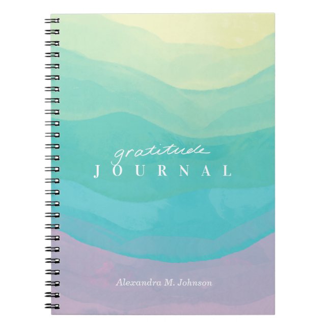 Personalised Modern Abstract Pastel Gratitude Note Notebook (Front)