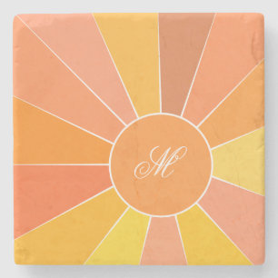 Personalised Modern Abstract Sun Design Stone Coaster