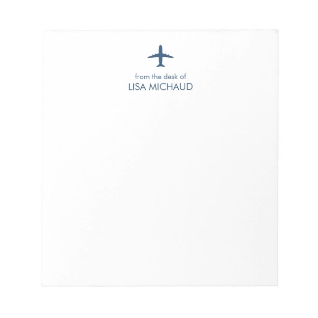 Personalised Modern Aeroplane Pilot Notepad (Front)