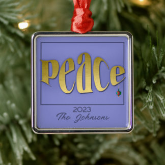 Personalised modern and elegant peaceful sentiment metal ornament