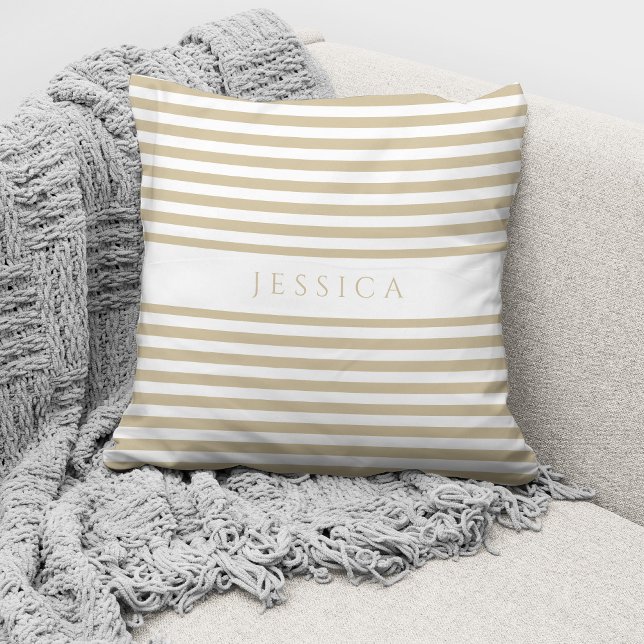 Personalised Modern Beige Stripes Pattern Cushion (Creator Uploaded)
