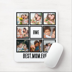 Personalised Modern Best Mum Ever 8 Photo Collage Mouse Pad