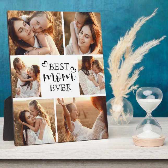 Personalised Modern Best Mum Ever Photo Collage Plaque (Side)