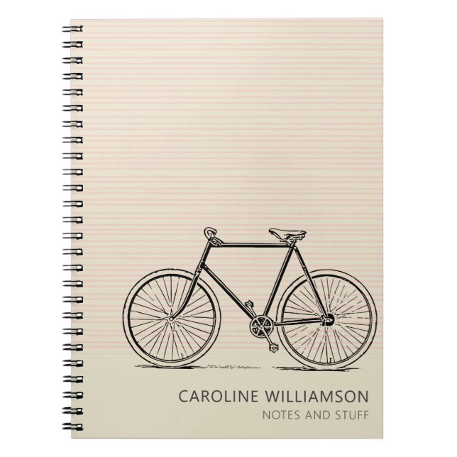 Personalised Modern Bicycle Line Art Cute Unique  Notebook (Front)