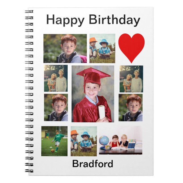 Personalised Modern Birthday 11 Photo Collage   Notebook (Front)