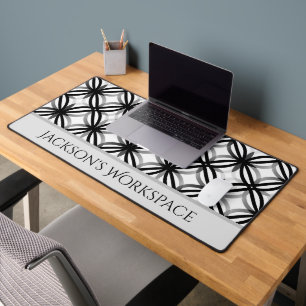 Personalised Modern Black and White Desk Mat