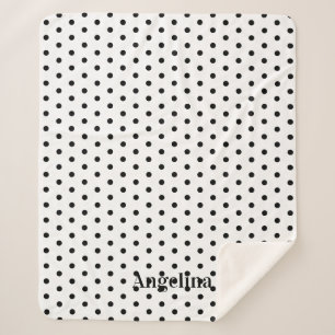 Personalised Modern Black and White Polka Dot Sherpa Blanket