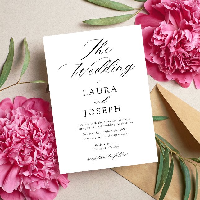 Personalised Modern Black and White Simple Wedding Invitation (Creator Uploaded)