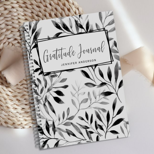 Personalised Modern Black Leaf Gratitude Journal  (Creator Uploaded)