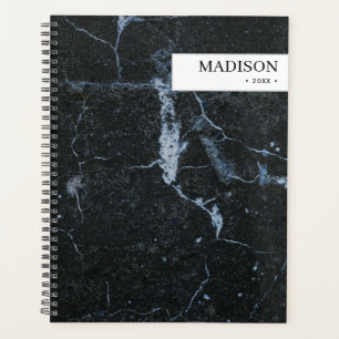 Personalised Modern Black Marble Minimalist Planner