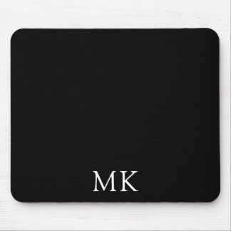 Personalised Modern Black Monogram Initials Mouse Pad
