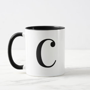 Personalised Modern Black Monogram Letter C Custom Mug