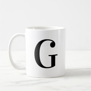 Personalised Modern Black Monogram Letter G Custom Coffee Mug