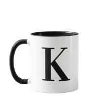 Personalised Modern Black Monogram Letter K