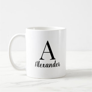 Personalised Modern Black Monogram Name Coffee Mug
