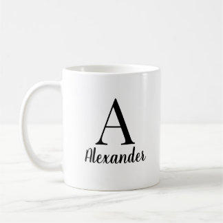 Personalised Modern Black Monogram Name Coffee Mug