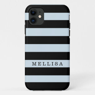 Personalised Modern Black Stripe iPhone 11 Case