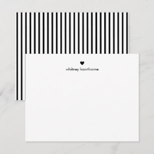 Personalised Modern Black Stripes & Heart Card