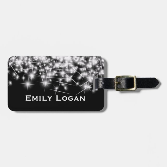 Personalised Modern Blinking Star luggage tag (Front Horizontal)