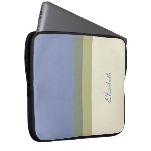 Personalised Modern Blue Green Cream Colour Block Laptop Sleeve