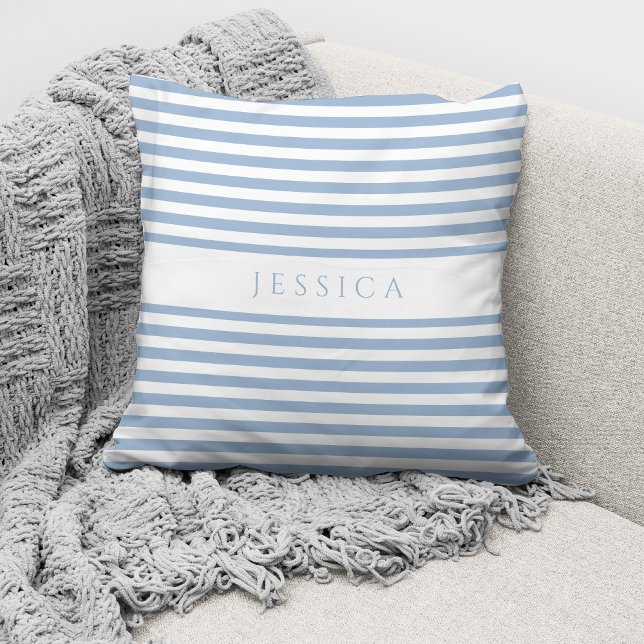 Personalised Modern Blue Stripes Pattern Cushion (Creator Uploaded)