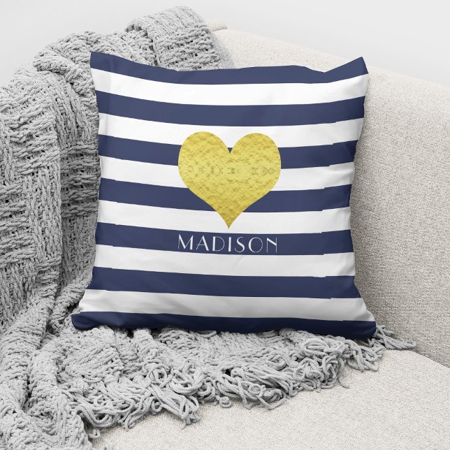 Personalised Modern Blue Stripes Pattern   Cushion (Creator Uploaded)