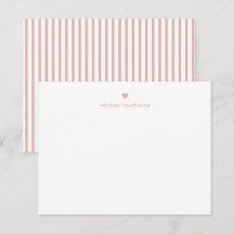 Personalised Modern Blush Pink Stripes & Heart